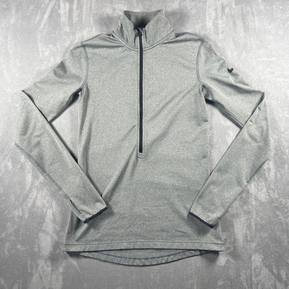 Nike Pro Dri-FIT Womens Quarter Zip Pullover Heather Gray Medium Activewear